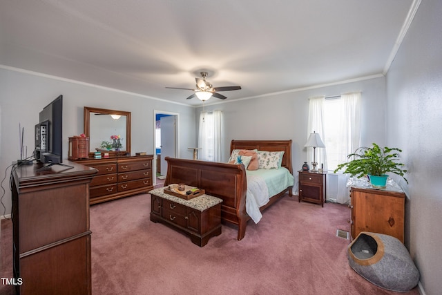 764 Olivers Grove Rd, Four Oaks, NC 27524 - bedroom featuring carpet flooring, ornamental molding, and a ceiling fan