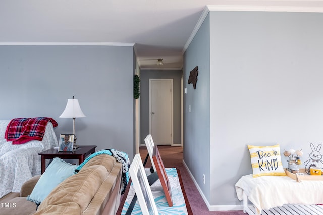 764 Olivers Grove Rd, Four Oaks, NC 27524 - carpeted bedroom featuring ornamental molding and baseboards