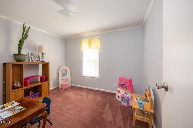 764 Olivers Grove Rd, Four Oaks, NC 27524 - playroom featuring ornamental molding and carpet floors