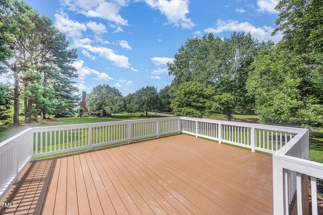 3913 Littlefield Ct, Raleigh, NC 27606 - wooden deck featuring view of scattered trees and a yard
