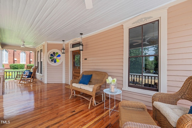 210 E Trinity Ave, Durham, NC 27701 - porch featuring ceiling fan