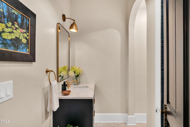 210 E Trinity Ave, Durham, NC 27701 - bathroom with vanity and baseboards