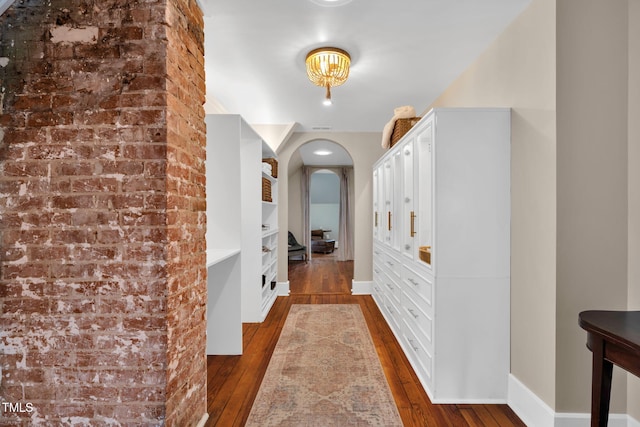 210 E Trinity Ave, Durham, NC 27701 - hall featuring hardwood / wood-style floors and arched walkways