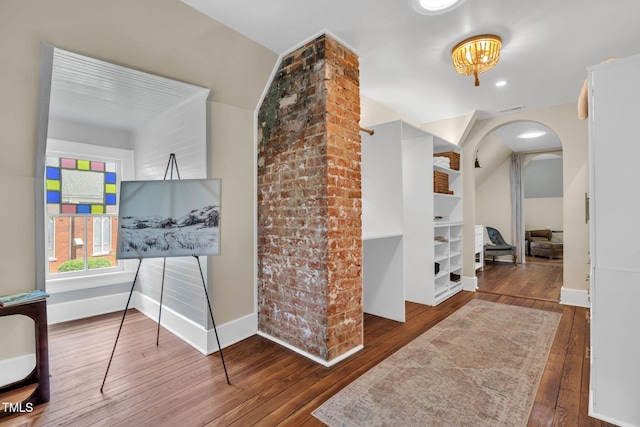 210 E Trinity Ave, Durham, NC 27701 - hall featuring hardwood / wood-style floors and arched walkways
