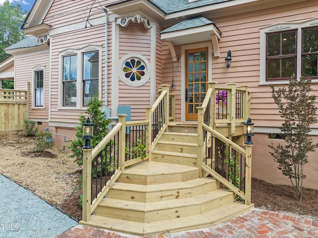 210 E Trinity Ave, Durham, NC 27701 - property entrance with roof with shingles
