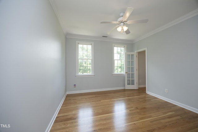 4217 Grahamstone Rd, Raleigh, NC 27610 - unfurnished room with crown molding, wood finished floors, and a ceiling fan