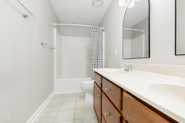 1304 Trailing Rose Ct, Wake Forest, NC 27587 - full bath with double vanity, shower / bathtub combination with curtain, and tile patterned floors