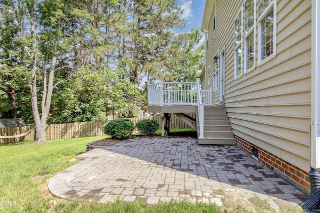 1304 Trailing Rose Ct, Wake Forest, NC 27587 - view of patio / terrace with a deck and stairs
