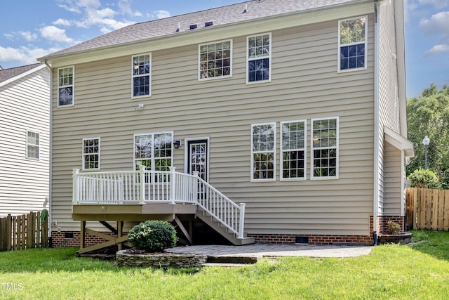 1304 Trailing Rose Ct, Wake Forest, NC 27587 - back of property featuring crawl space, a deck, and stairs