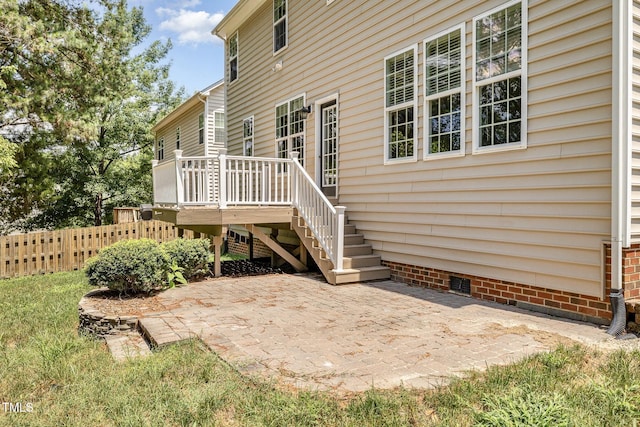 1304 Trailing Rose Ct, Wake Forest, NC 27587 - back of property featuring a patio, stairs, a deck, and crawl space