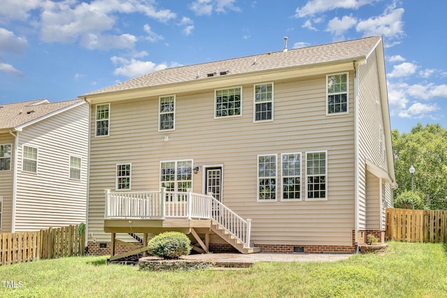 1304 Trailing Rose Ct, Wake Forest, NC 27587 - rear view of house with crawl space, a deck, and stairway