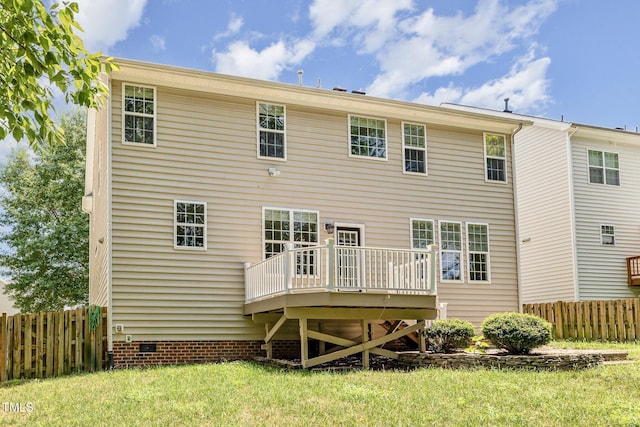 1304 Trailing Rose Ct, Wake Forest, NC 27587 - rear view of property with a wooden deck and crawl space
