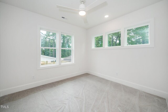 905 Deboy St, Raleigh, NC 27606 - carpeted empty room featuring a ceiling fan and recessed lighting