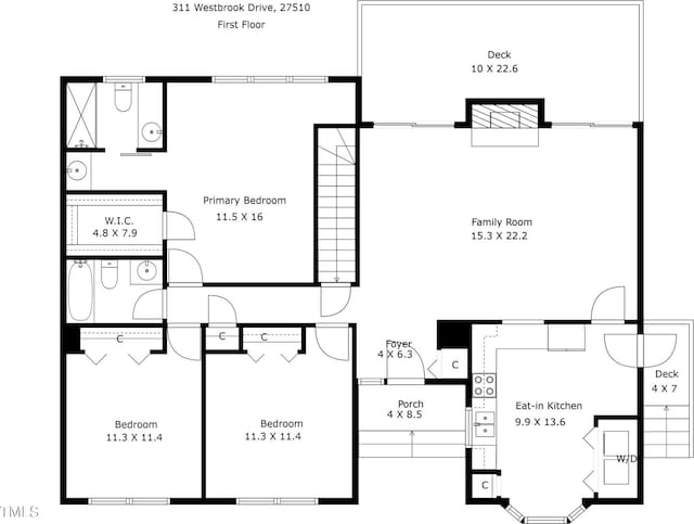311 Westbrook Dr, Carrboro, NC 27510 - view of property floor plan