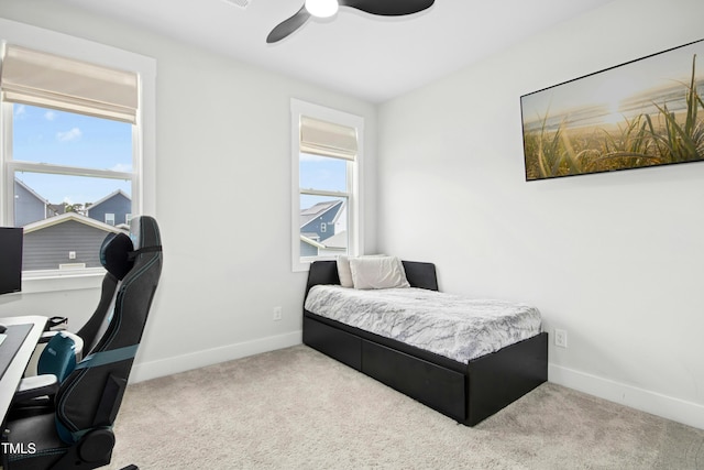 513 Basin Hill Dr, Wake Forest, NC 27587 - bedroom featuring an office area, carpet flooring, and a ceiling fan
