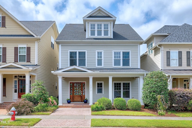 1217 Chalk Maple Dr, Cary, NC 27519 - view of front of house with covered porch and roof with shingles