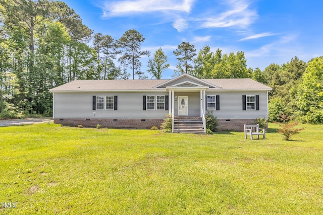 589 Atkinson Mill Rd, Selma, NC 27576 - view of front of home featuring crawl space and a front yard