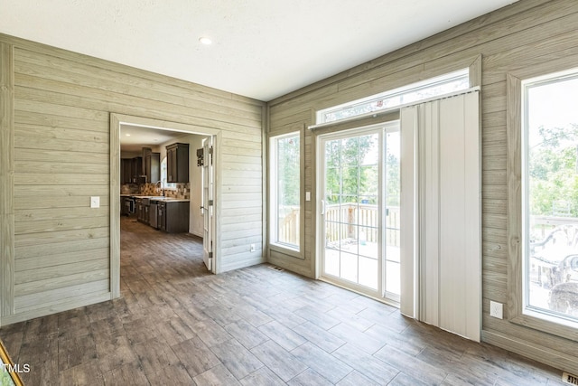 589 Atkinson Mill Rd, Selma, NC 27576 - spare room featuring wood walls, healthy amount of natural light, and wood finished floors