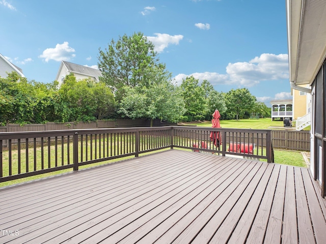 214 Ashdown Forest Ln, Cary, NC 27519 - wooden terrace with a fenced backyard