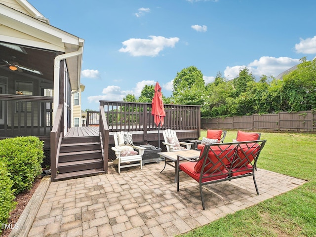 214 Ashdown Forest Ln, Cary, NC 27519 - fenced backyard featuring a patio area and a deck