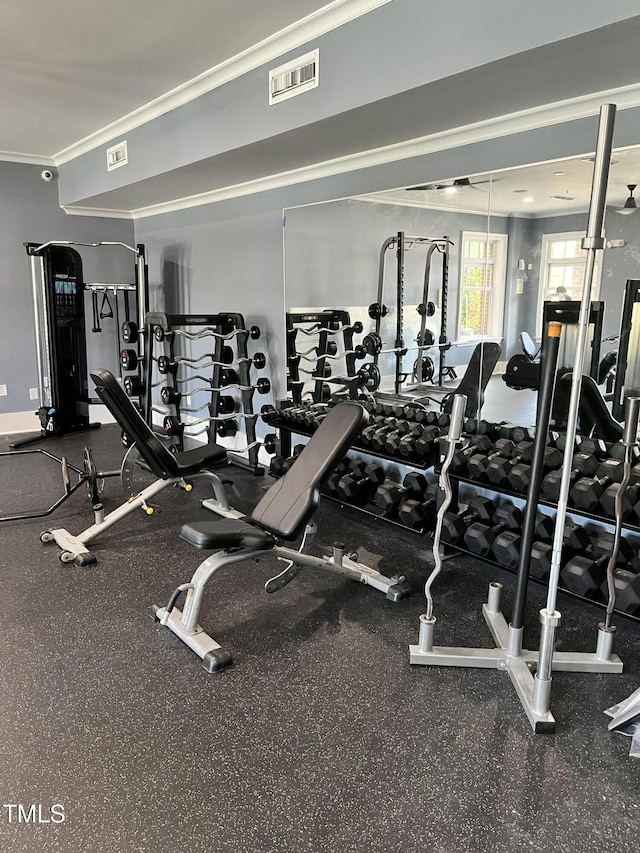 214 Ashdown Forest Ln, Cary, NC 27519 - gym featuring crown molding