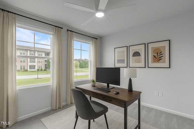 2539 Kasota Ln, Raleigh, NC 27610 - office area with light carpet and ceiling fan