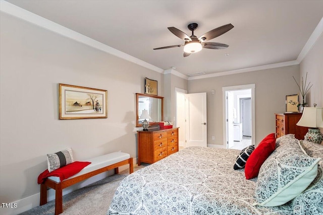 10310 Sablewood Dr Unit 115, Raleigh, NC 27617 - carpeted bedroom featuring crown molding and ceiling fan