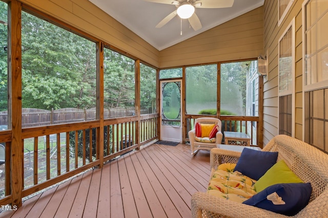 1040 Bellenden Dr, Durham, NC 27713 - sunroom / solarium with vaulted ceiling and a ceiling fan