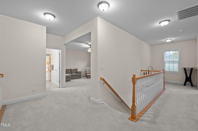 1040 Bellenden Dr, Durham, NC 27713 - hall featuring an upstairs landing and carpet floors