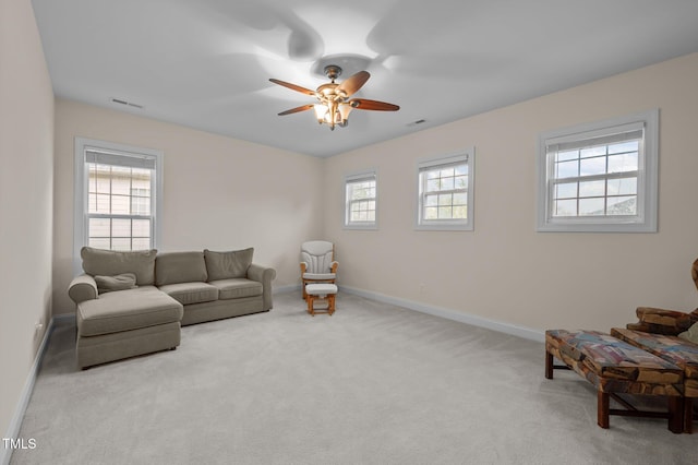 1040 Bellenden Dr, Durham, NC 27713 - living area featuring carpet and ceiling fan