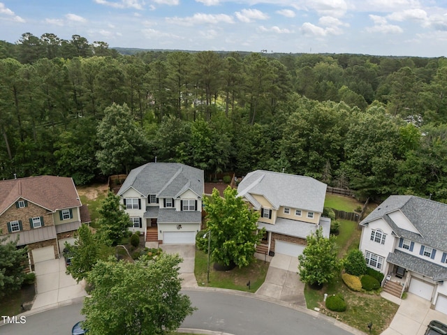 1040 Bellenden Dr, Durham, NC 27713 - aerial perspective of suburban area with a heavily wooded area