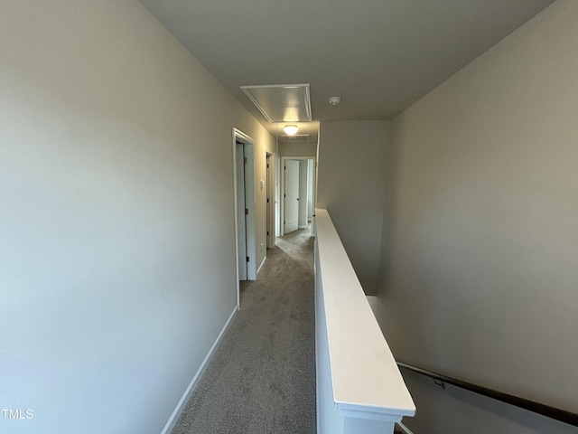 201 W Railroad St, Robersonville, NC 27871 - hallway featuring attic access and carpet flooring