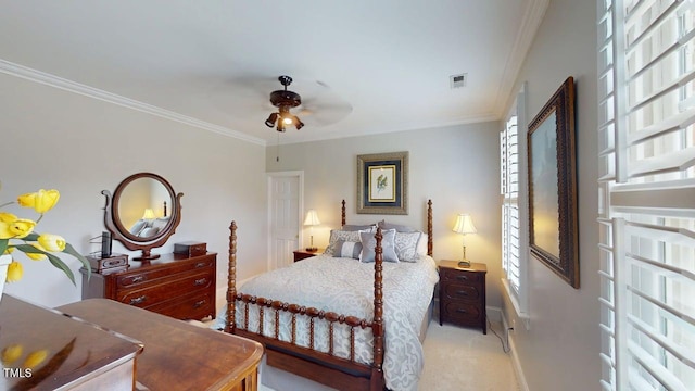 604 Hillcrest Pl, Goldsboro, NC 27534 - bedroom featuring ornamental molding, carpet flooring, and ceiling fan