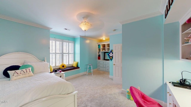 604 Hillcrest Pl, Goldsboro, NC 27534 - bedroom featuring crown molding and light colored carpet