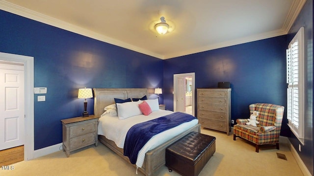 604 Hillcrest Pl, Goldsboro, NC 27534 - bedroom featuring ornamental molding, carpet, and ensuite bathroom