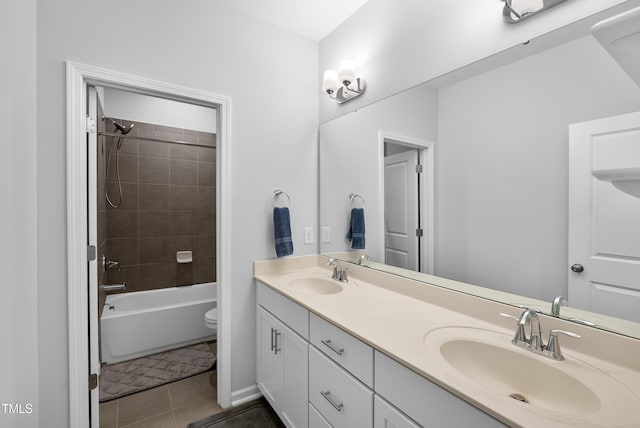 7117 Crested Iris Pl, Durham, NC 27703 - bathroom featuring double vanity, tile patterned floors, and  shower combination