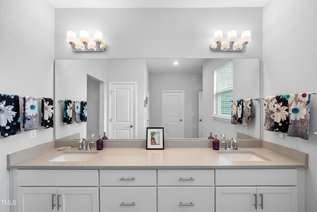 7117 Crested Iris Pl, Durham, NC 27703 - full bath with double vanity and recessed lighting