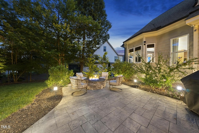 1325 Mackinaw Dr, Wake Forest, NC 27587 - view of patio featuring an outdoor fire pit