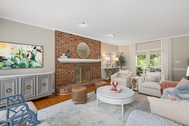 2008 Corberrie Ln, Raleigh, NC 27613 - living area with wood finished floors, crown molding, and a fireplace