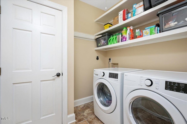 2008 Corberrie Ln, Raleigh, NC 27613 - laundry room featuring washing machine and dryer and baseboards