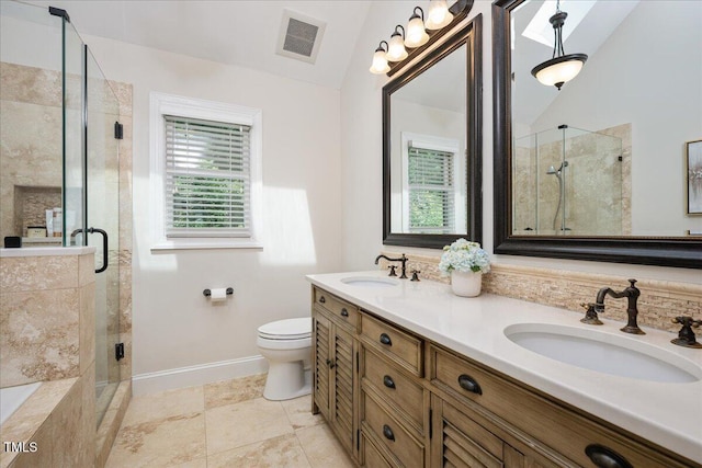 2008 Corberrie Ln, Raleigh, NC 27613 - full bathroom featuring lofted ceiling, double vanity, a stall shower, and a bath