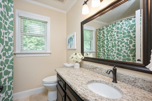 2008 Corberrie Ln, Raleigh, NC 27613 - bathroom featuring ornamental molding, vanity, and plenty of natural light