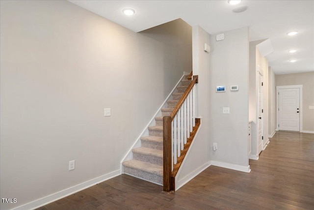 513 Brooks St, Wake Forest, NC 27587 - stairway featuring wood finished floors and recessed lighting