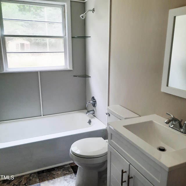 4112 Forrest Ave, Efland, NC 27243 - bathroom featuring vanity, bathing tub / shower combination, and stone finish floors