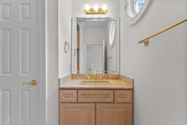 4315 Sugar Pine Ln, Durham, NC 27705 - bathroom featuring ornamental molding and vanity