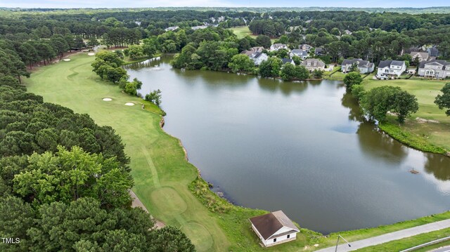 763 Heritage Arbor Dr, Wake Forest, NC 27587 - aerial view of property and surrounding area with a nearby body of water, a golf club, and nearby suburban area