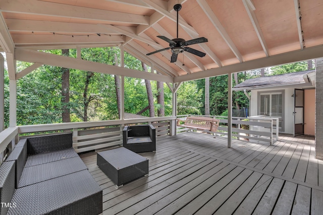 3205 Dell Dr, Raleigh, NC 27609 - deck featuring ceiling fan