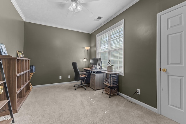 3159 Wisteria Ln Unit 202, Fayetteville, NC 28314 - carpeted office with ceiling fan and crown molding
