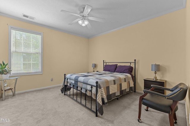 3159 Wisteria Ln Unit 202, Fayetteville, NC 28314 - bedroom with ornamental molding, carpet floors, and a ceiling fan