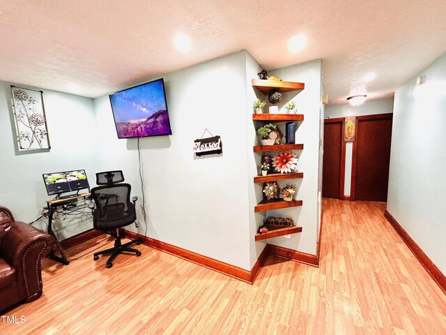 1337 Maple St, Rocky Mount, NC 27803 - office area featuring a textured ceiling, light wood finished floors, and recessed lighting